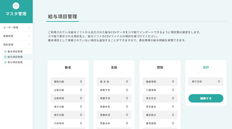 明細項目の設定